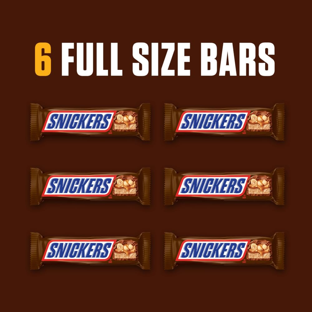 SNICKERS Full Size Bulk Milk Chocolate Candy Bars, 1.86 oz Bar, 48 ct Box
