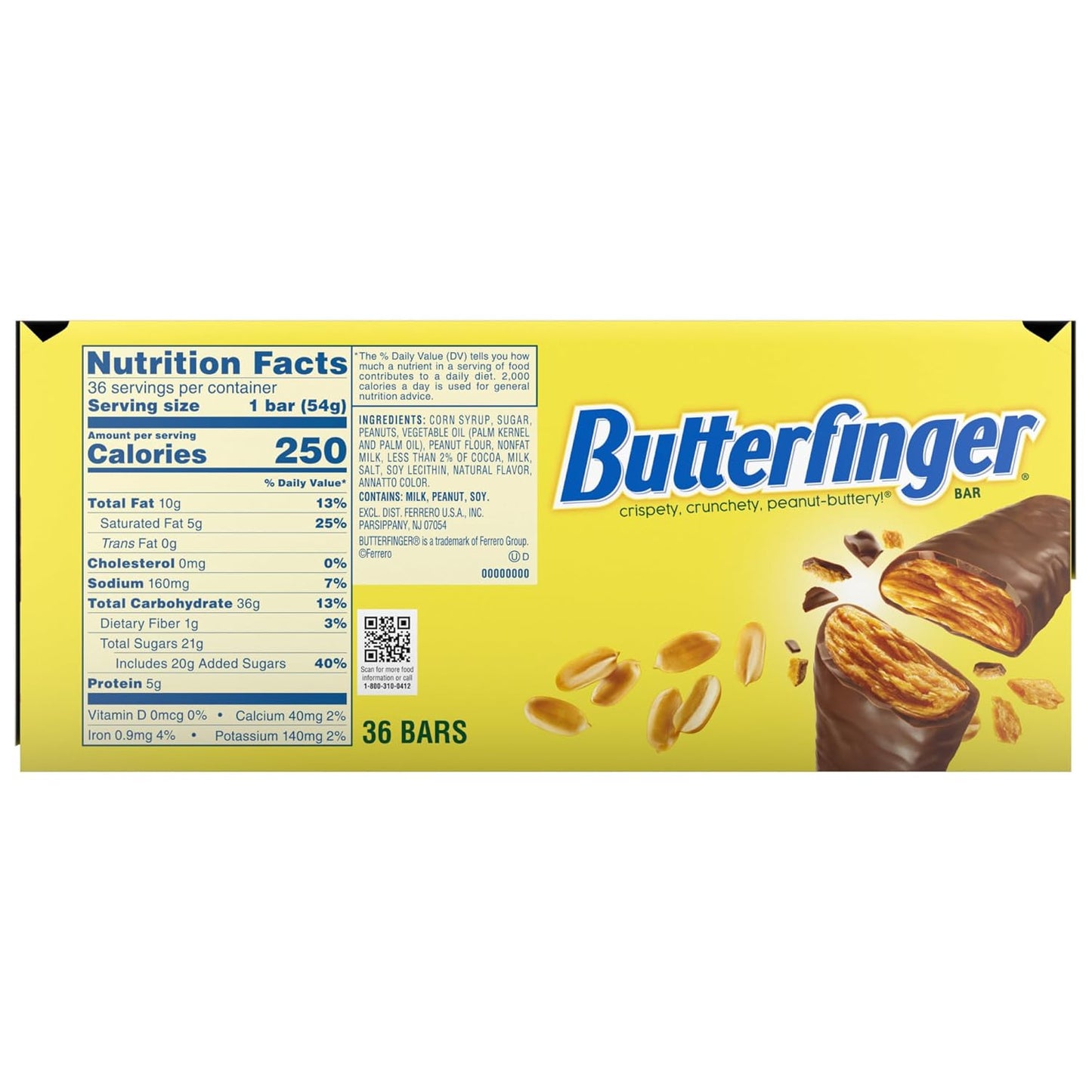 Butterfinger, Bulk 36 Count, Chocolatey, Peanut-Buttery, Full Size Individually Wrapped Candy Bars, Halloween Candy, 1.9 oz Each