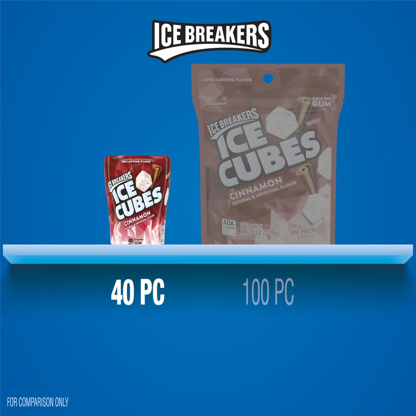 ICE BREAKERS Ice Cubes Spearmint Sugar Free Chewing Gum Bottles, 3.24 oz (6 Count, 40 Pieces)