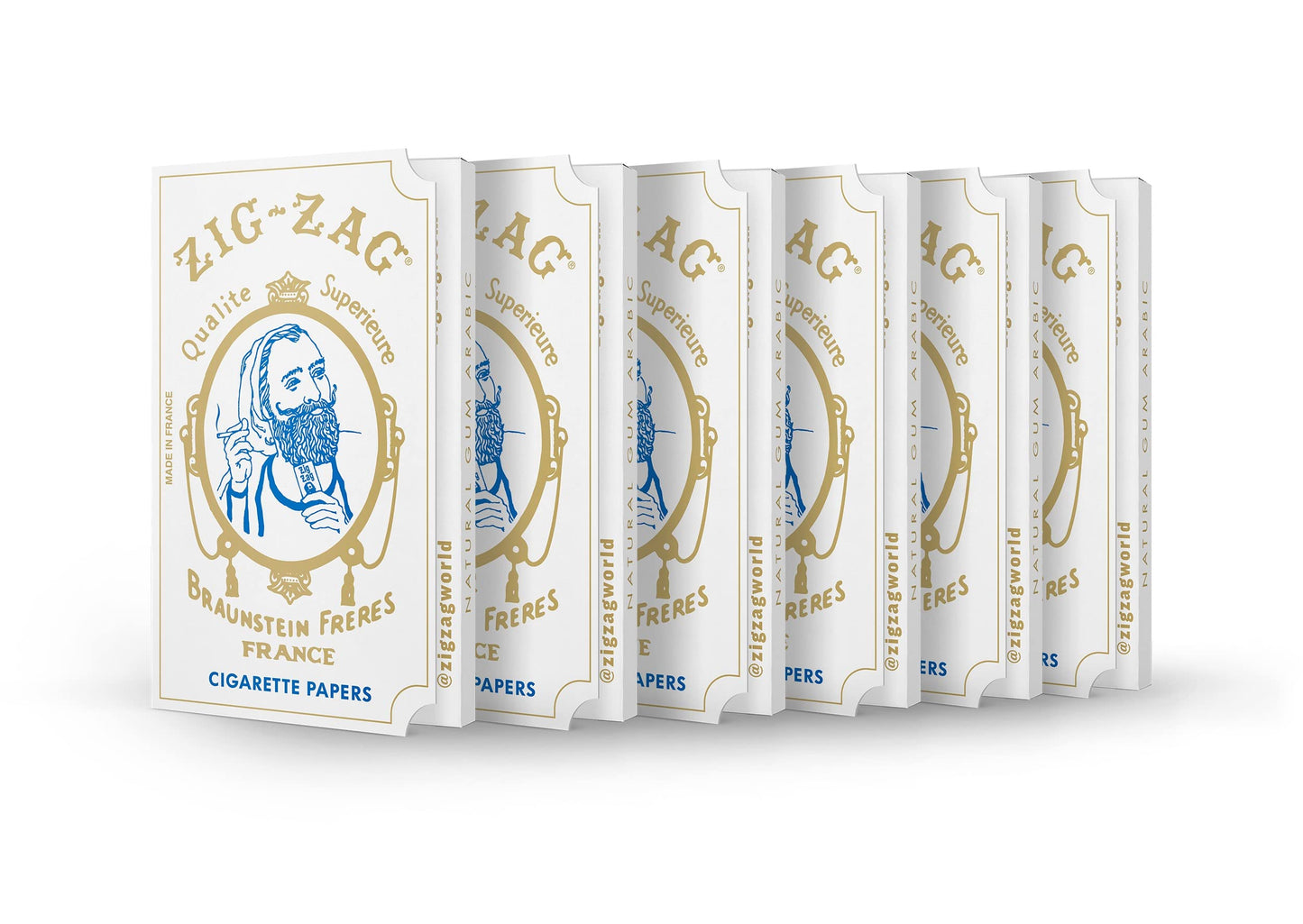 ZIG-ZAG Rolling Papers - Original White 70 mm Paper - Natural Gum Arabic - Thin Glue Sealing Line - 6 Booklets with 32 Papers per Booklet,32 Count (Pack of 6)