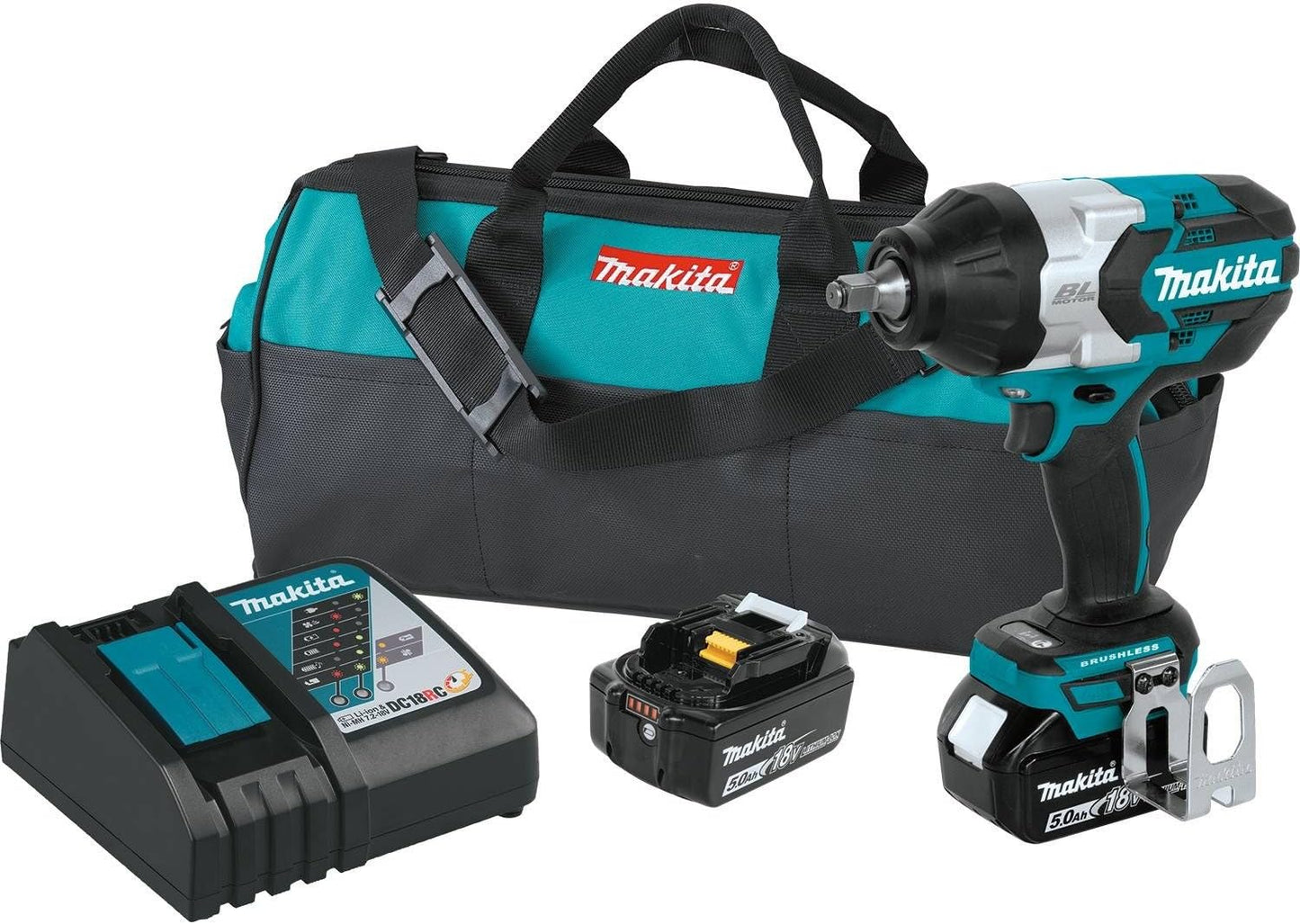 Makita XWT08Z 18V LXT® Lithium-Ion Brushless Cordless High-Torque 1/2" Sq. Drive Impact Wrench, Tool Only