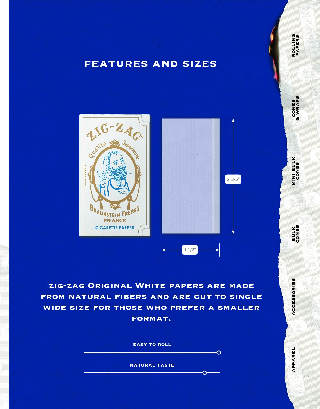 ZIG-ZAG Rolling Papers - Original White 70 mm Paper - Natural Gum Arabic - Thin Glue Sealing Line - 6 Booklets with 32 Papers per Booklet,32 Count (Pack of 6)