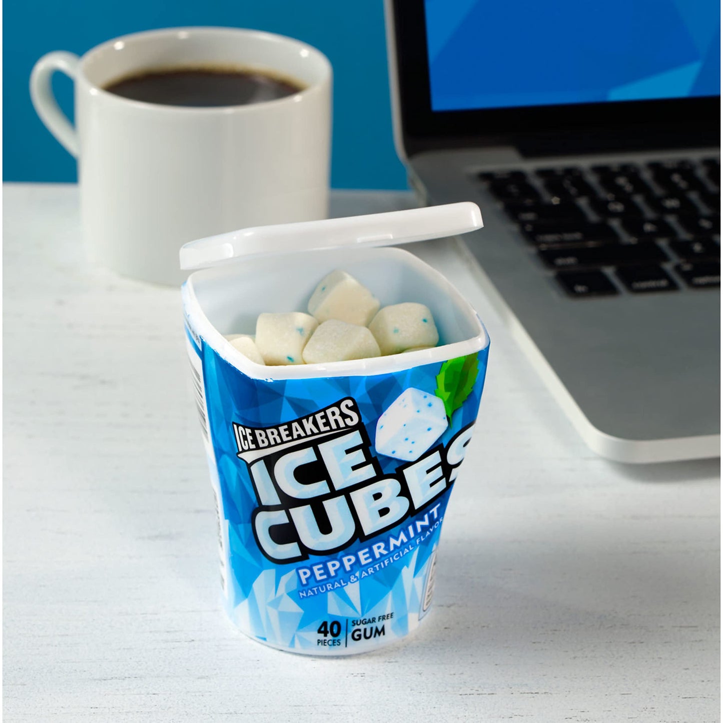 ICE BREAKERS Ice Cubes Spearmint Sugar Free Chewing Gum Bottles, 3.24 oz (6 Count, 40 Pieces)