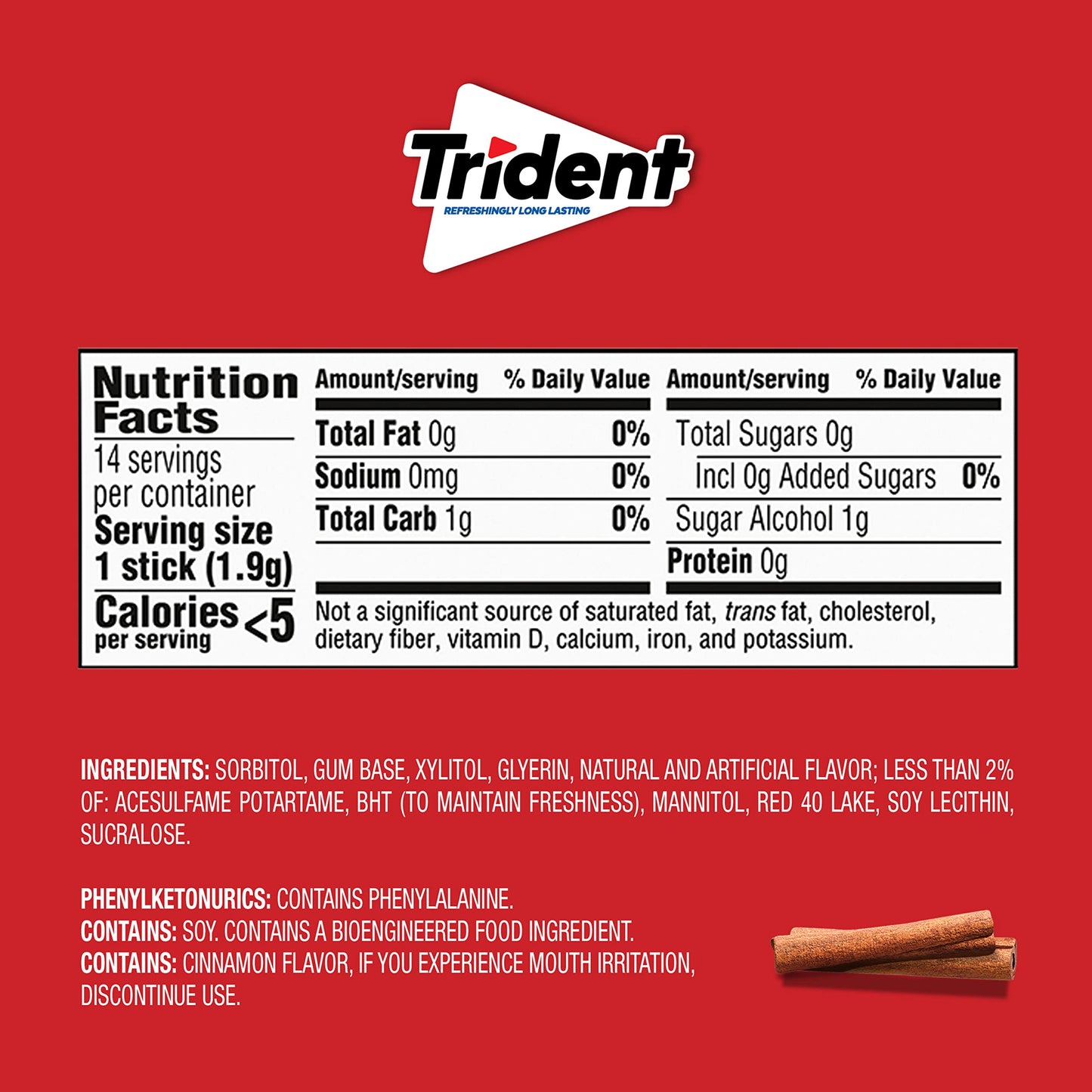 Trident Original Flavor Sugar Free Gum, 14 Pieces (Pack of 24) (336 Total Pieces)