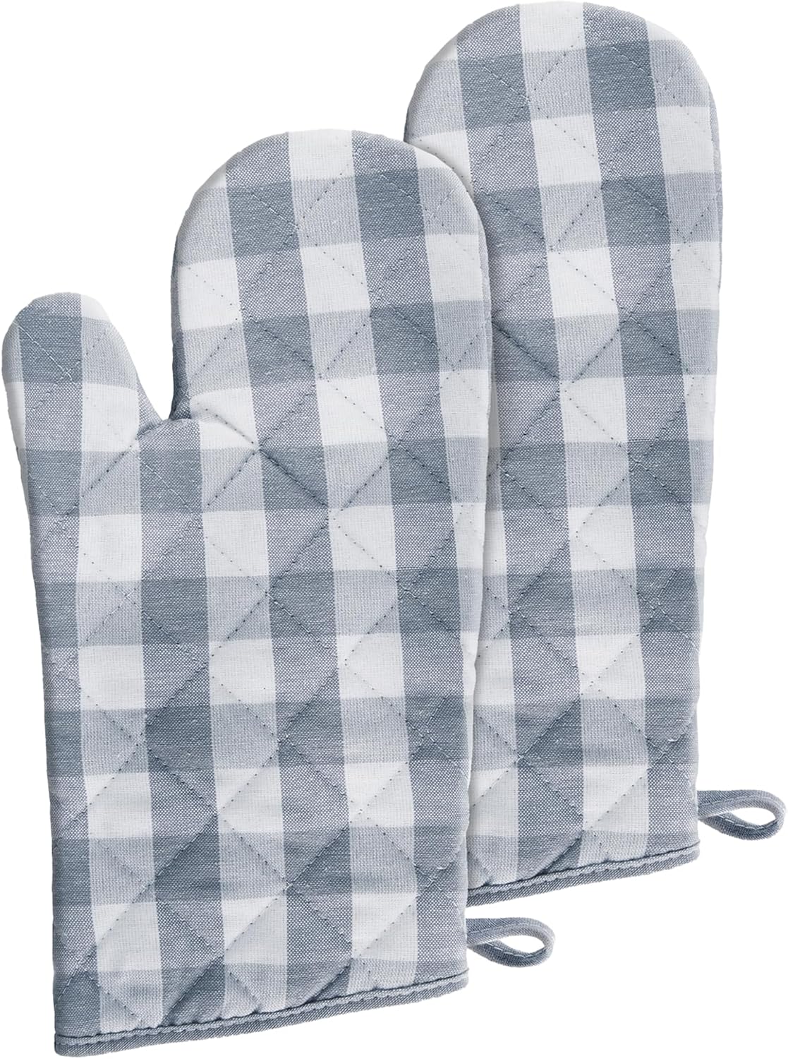 Buffalo Check Oven Mitts, 2 Pack, Grey - 7" x 13" - Quilted Pot Holders are Heat Resistant, Machine Washable & Stain Repellant - Non-Slip for Cooking, Baking & Grilling by Achim Home Decor