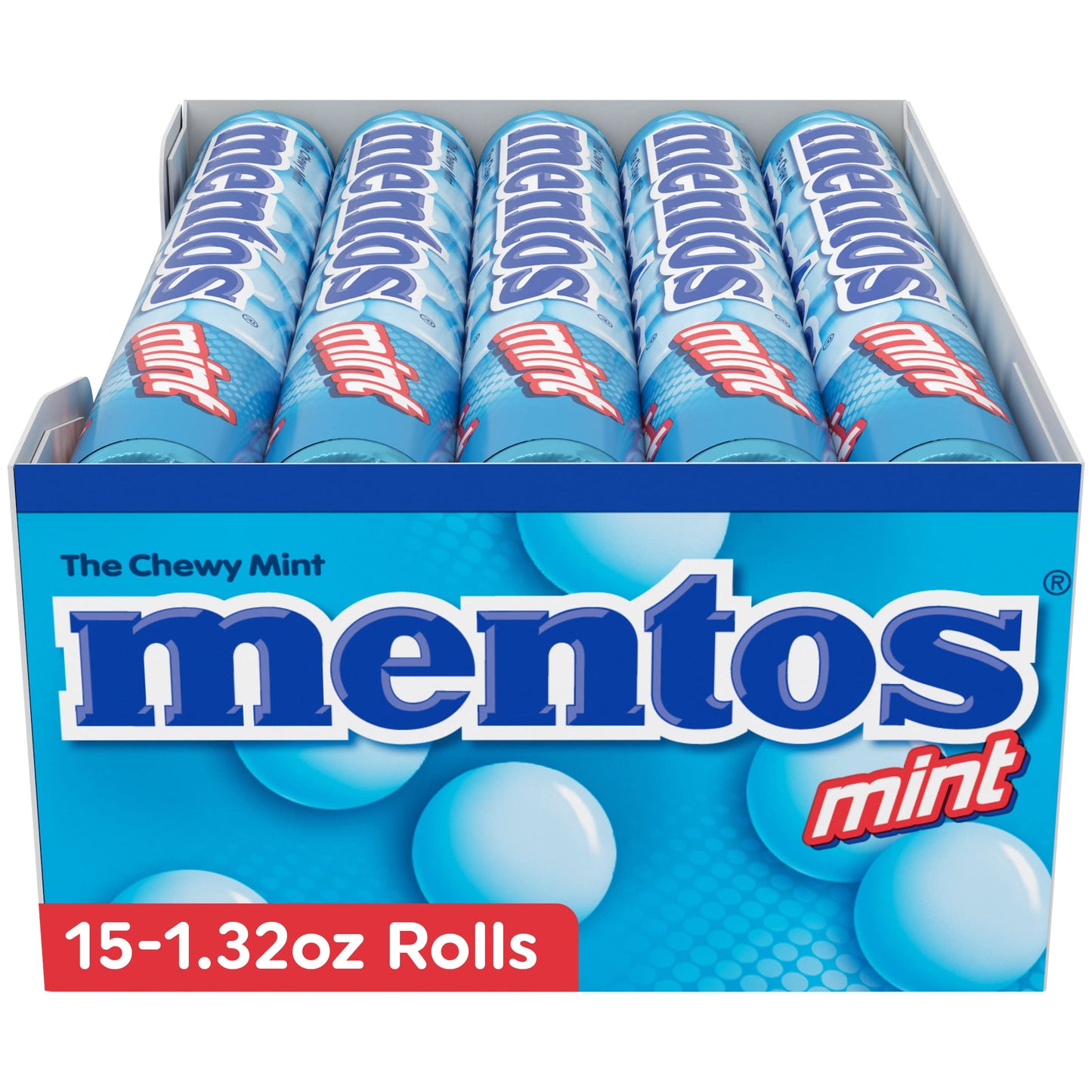 Mentos Chewy Mint Candy Roll, Mint, Non Melting, Party, 14 Pieces (Bulk Pack of 15) - Packaging May Vary