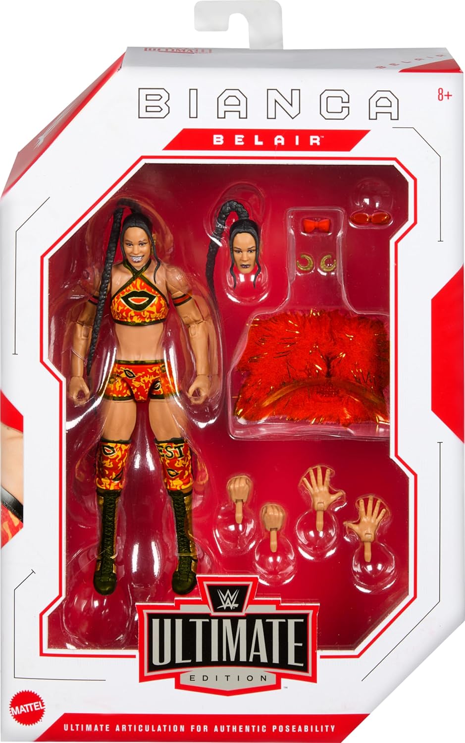 Mattel WWE Ultimate Edition Action Figure & Accessories, 6-inch Bianca Belair Collectible Set, Swappable Heads & Hands, Entrance Gear & 30 Articulation Points