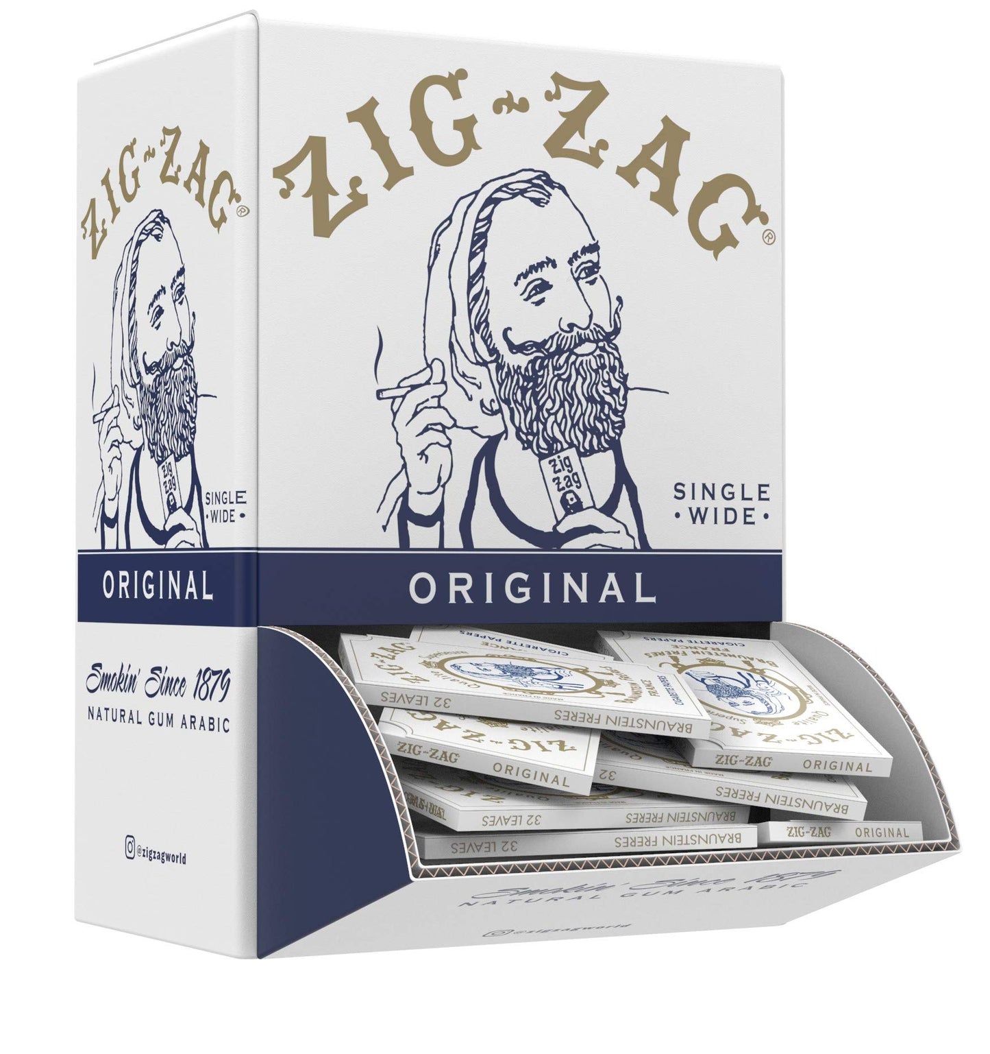 ZIG-ZAG Rolling Papers - Original White 70 mm Paper - Natural Gum Arabic - Thin Glue Sealing Line - 6 Booklets with 32 Papers per Booklet,32 Count (Pack of 6)