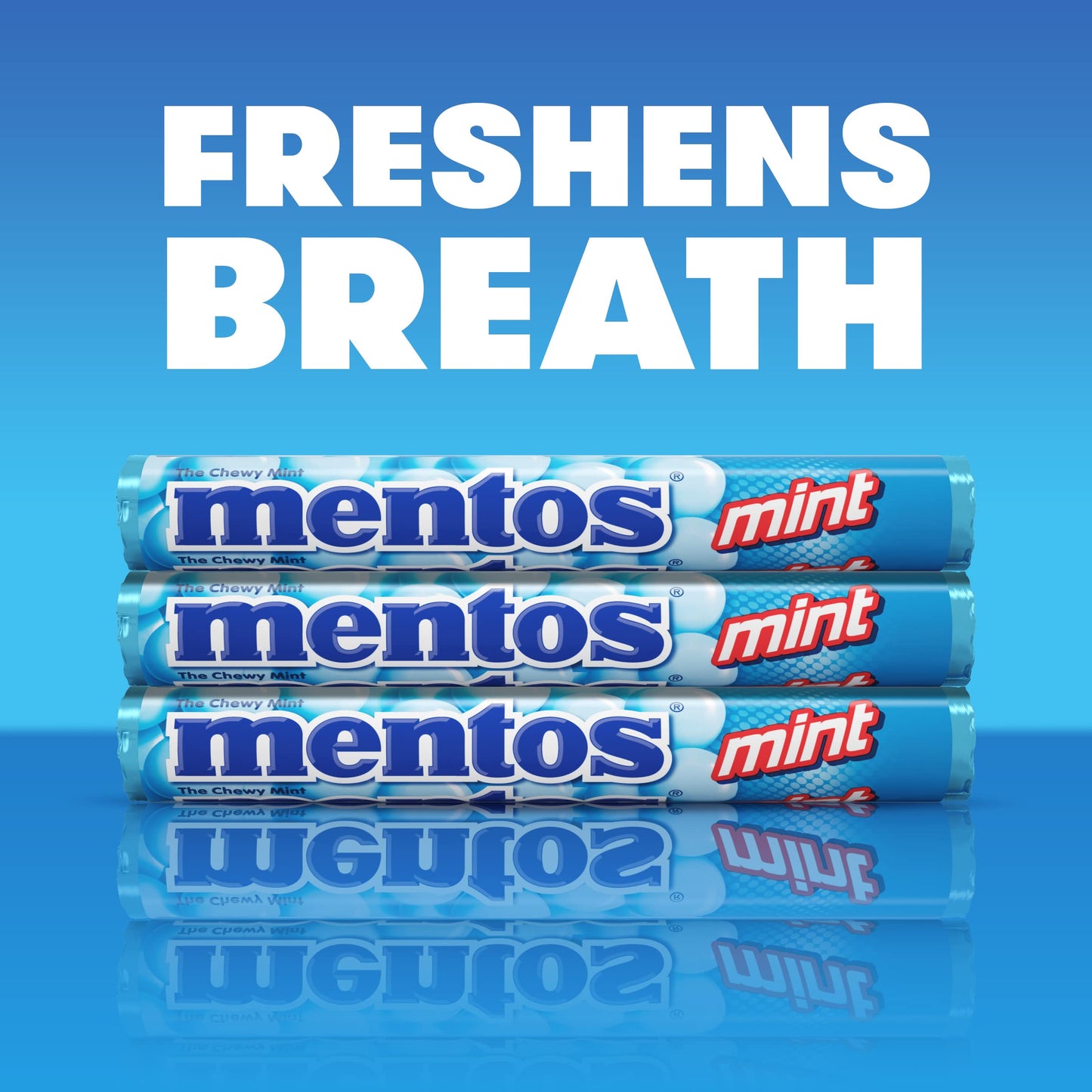 Mentos Chewy Mint Candy Roll, Mint, Non Melting, Party, 14 Pieces (Bulk Pack of 15) - Packaging May Vary