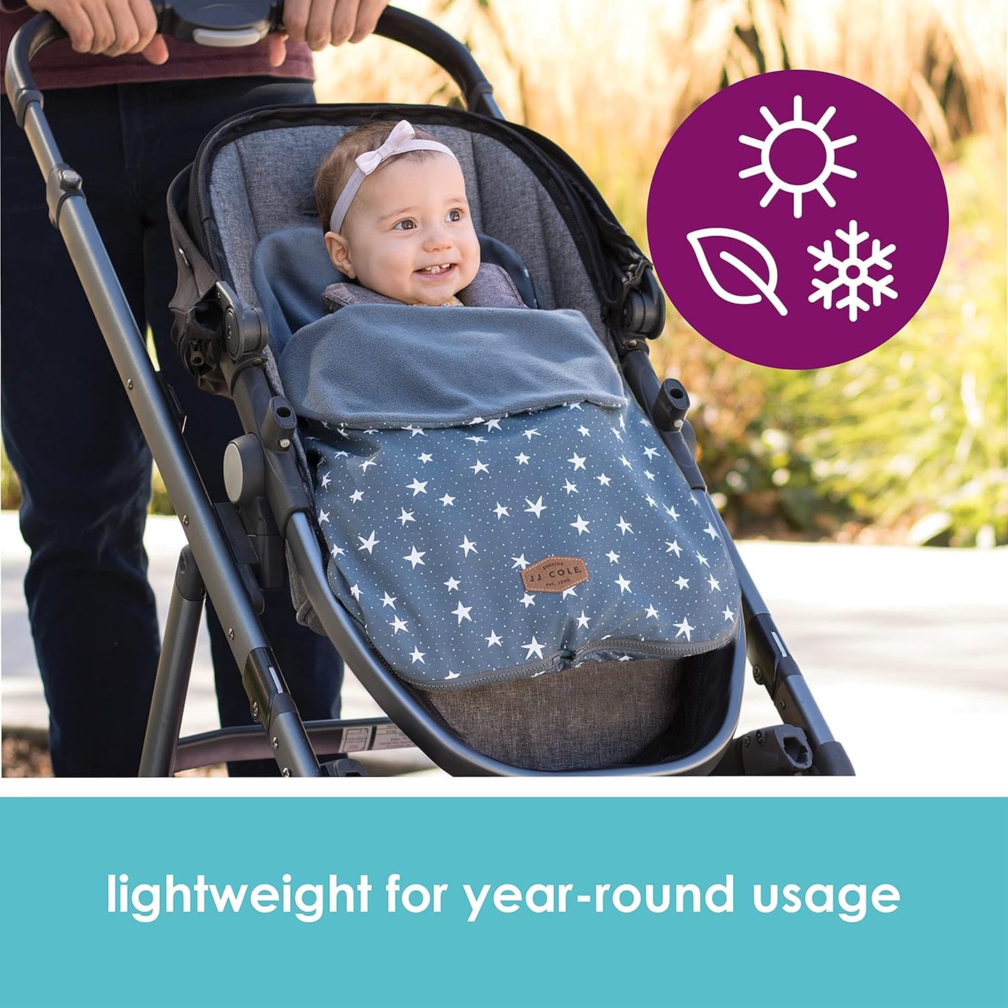 JJ Cole Baby Bundle 365 – Baby Car Seat Cover & Stroller Accessory – Lightweight Baby Bunting for Year Round Comfort