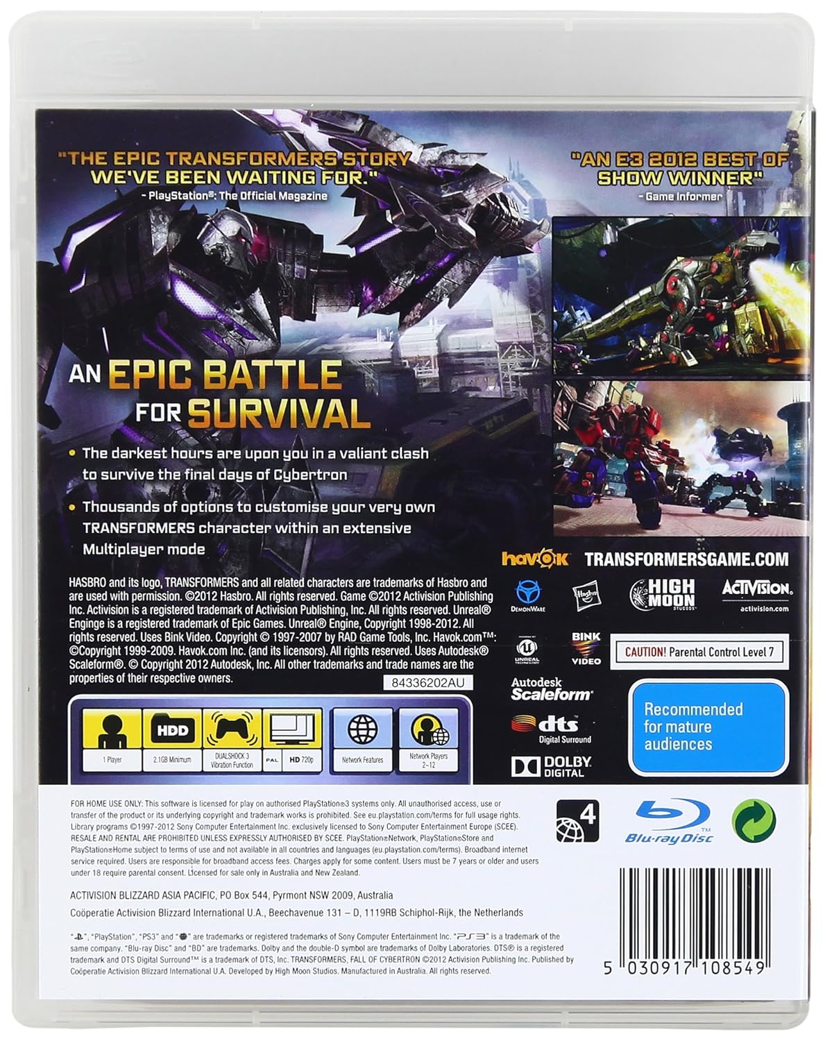 Transformers: Fall of Cybertron - Playstation 3