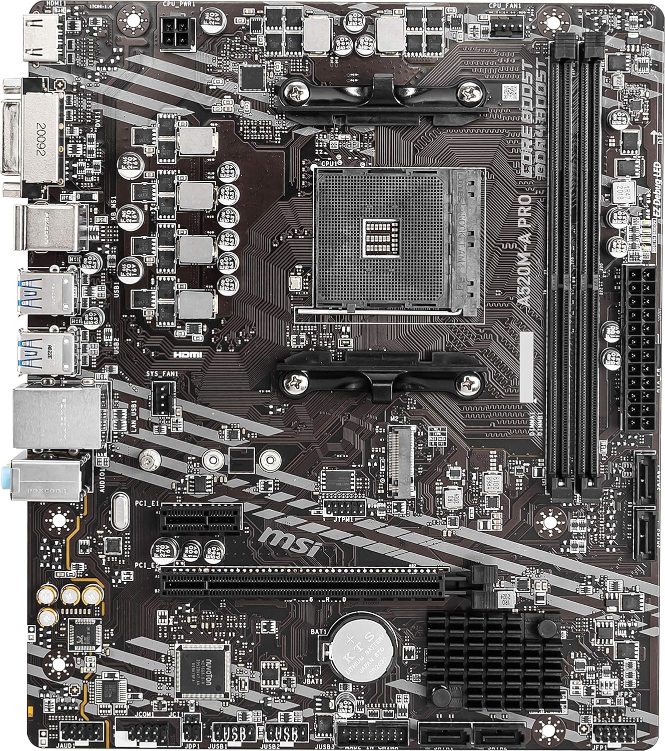 MSI A520M-A PRO Gaming Motherboard (AMD Ryzen 5000, AM4, DDR4, PCIe 3.0, SATA 6Gb/s, M.2, USB 3.2 Gen 1, DVI/HDMI, Micro-ATX)