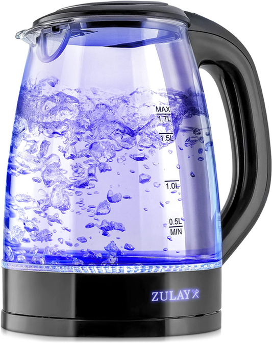 Zulay Glass Electric Kettle with Blue LED Light