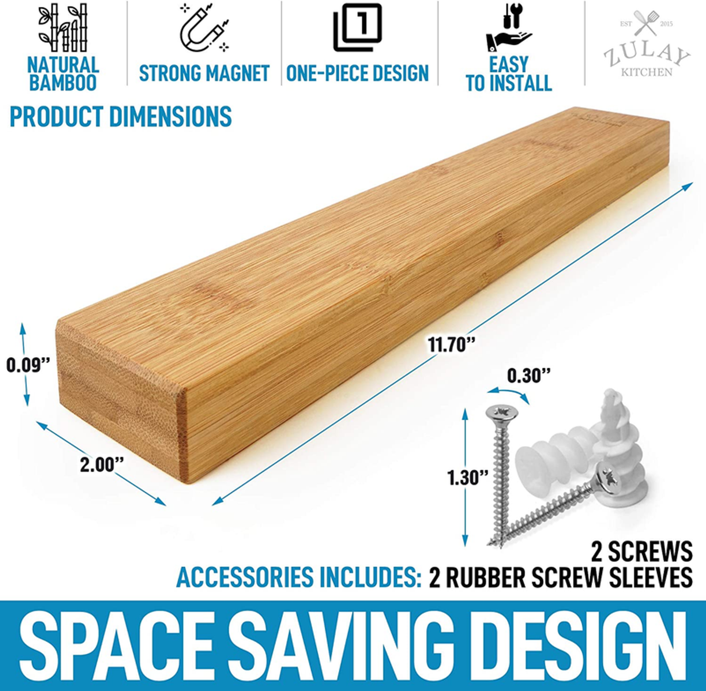 Wooden Magnetic Knife Strip