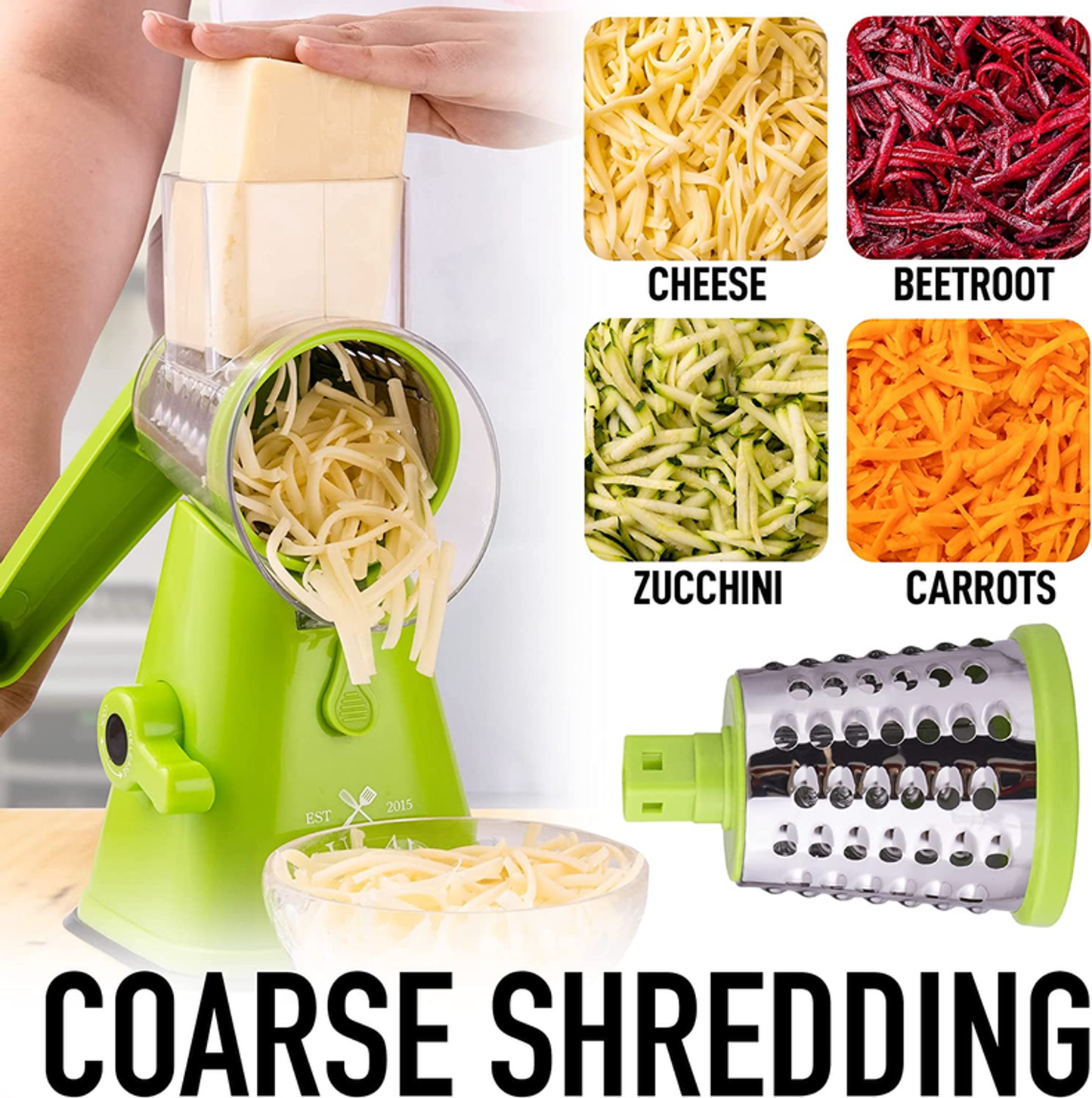 Manual Rotary Cheese Grater with Handle