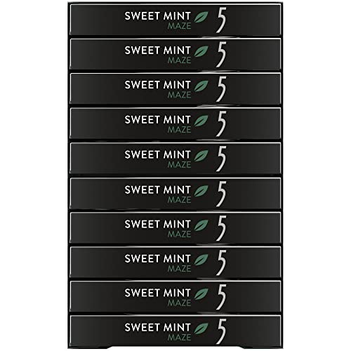 5 GUM Peppermint Cobalt Sugar Free Chewing Gum Bulk, 15 Sticks (Pack of 10)