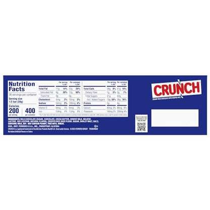 CRUNCH, Bulk 36 Count, Milk Chocolate and Crisped Rice, Full Size Halloween Candy, 1.55 oz Each
