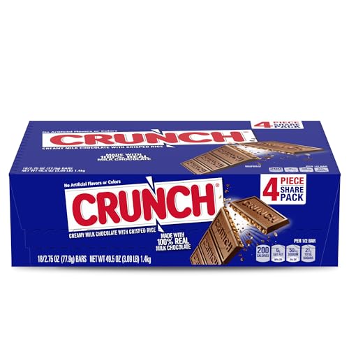 CRUNCH, Bulk 36 Count, Milk Chocolate and Crisped Rice, Full Size Halloween Candy, 1.55 oz Each