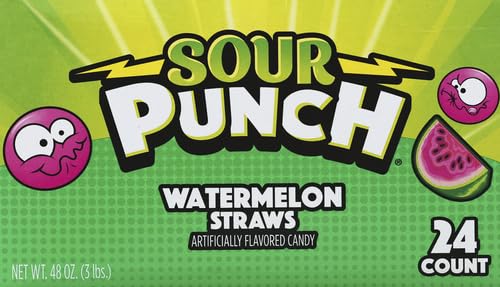 Sour Punch Rainbow Sour Straws, 2 Ounce (Pack of 24)