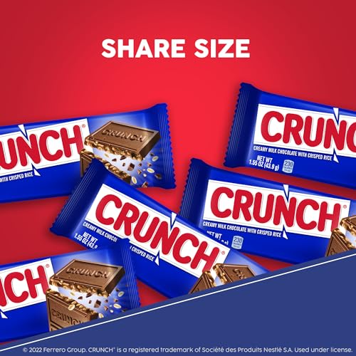 CRUNCH, Bulk 36 Count, Milk Chocolate and Crisped Rice, Full Size Halloween Candy, 1.55 oz Each