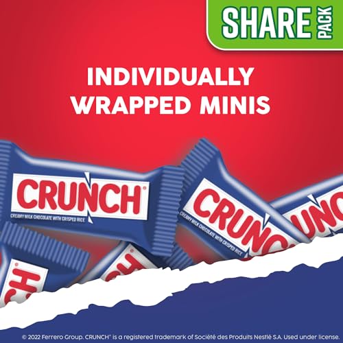 CRUNCH, Bulk 36 Count, Milk Chocolate and Crisped Rice, Full Size Halloween Candy, 1.55 oz Each