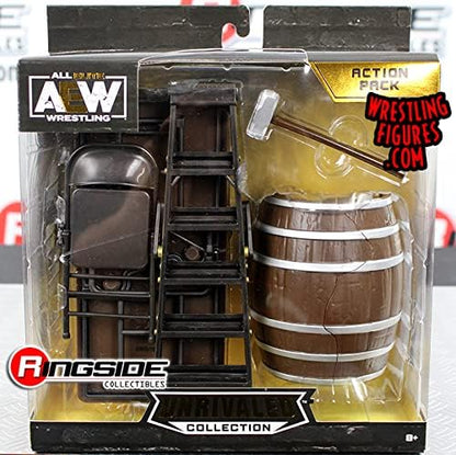 AEW Table, Ladder, Chair, Sledgehammer, and Barrel Hardcore Wrestling Action Figure 5 Piece Accessory Pack