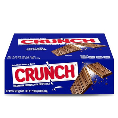 CRUNCH, Bulk 36 Count, Milk Chocolate and Crisped Rice, Full Size Halloween Candy, 1.55 oz Each