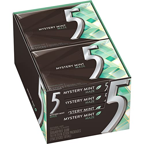 5 GUM Peppermint Cobalt Sugar Free Chewing Gum Bulk, 15 Sticks (Pack of 10)