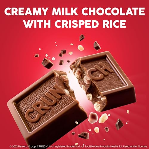 CRUNCH, Bulk 36 Count, Milk Chocolate and Crisped Rice, Full Size Halloween Candy, 1.55 oz Each