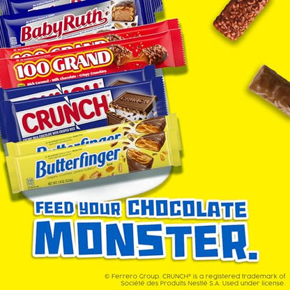 CRUNCH, Bulk 36 Count, Milk Chocolate and Crisped Rice, Full Size Halloween Candy, 1.55 oz Each