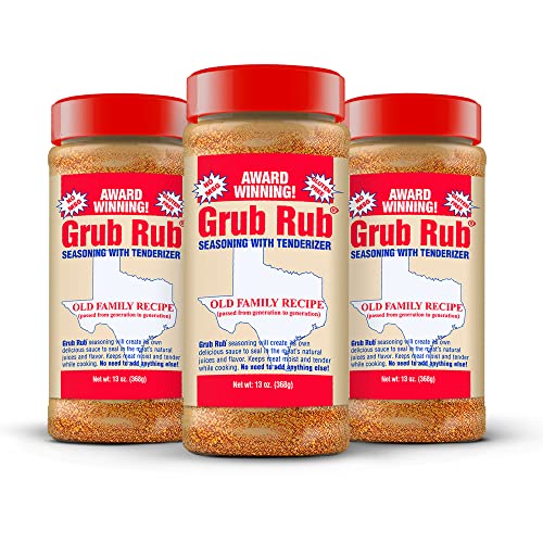 Grub Rub BBQ Seasoning & Meat Rubs for Smoking - Pork Rub, Steak Seasoning, & Brisket Rub - Award Winning Family Recipe - Moist, Tender, & Juicy Meats, Seafood, Veggies & More