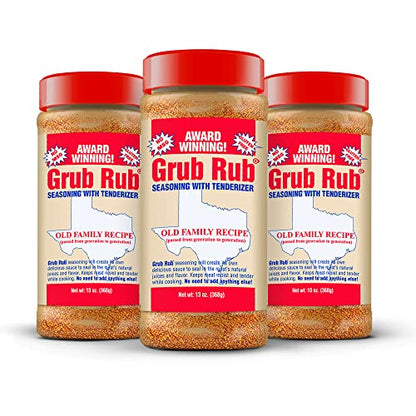 Grub Rub BBQ Seasoning & Meat Rubs for Smoking - Pork Rub, Steak Seasoning, & Brisket Rub - Award Winning Family Recipe - Moist, Tender, & Juicy Meats, Seafood, Veggies & More