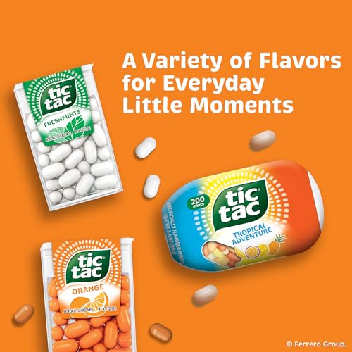 Tic Tac Orange Flavored Mints, Bulk 12 Pack, On-The-Go Refreshment, 1 Oz Each