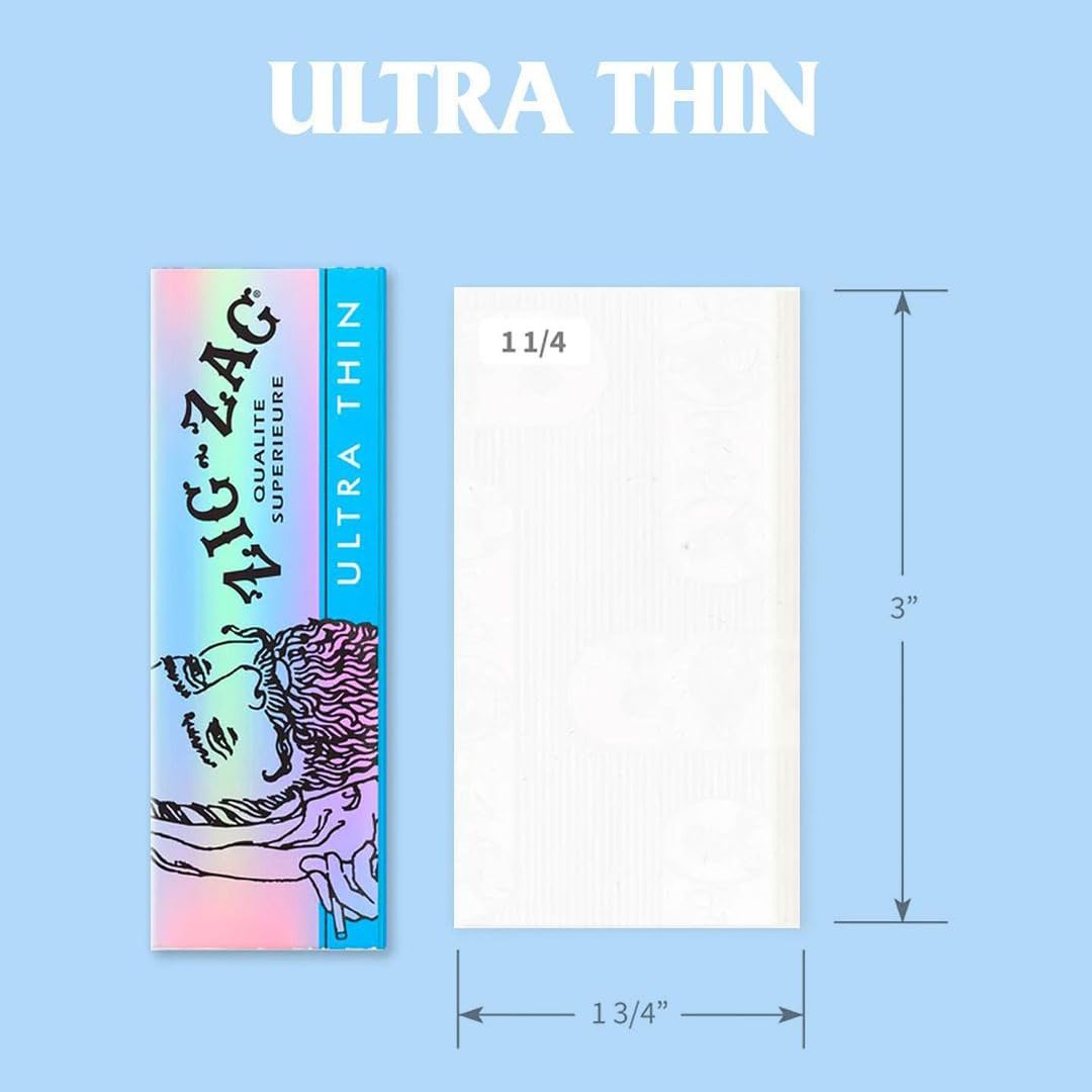 ZIG-ZAG Ultra-Thin Rolling Papers - 1 ¼-Inch Size - Slow Burning - 32 Papers/Pack - 6 Pack (78mm)