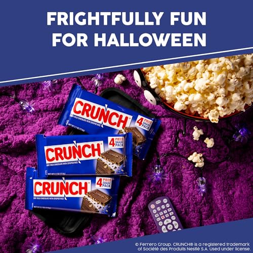 CRUNCH, Bulk 36 Count, Milk Chocolate and Crisped Rice, Full Size Halloween Candy, 1.55 oz Each