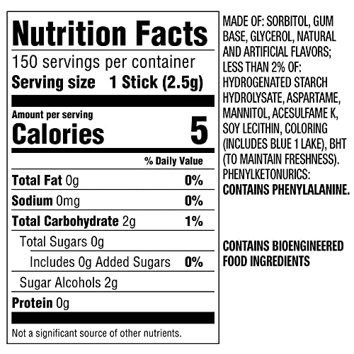 5 GUM Peppermint Cobalt Sugar Free Chewing Gum Bulk, 15 Sticks (Pack of 10)