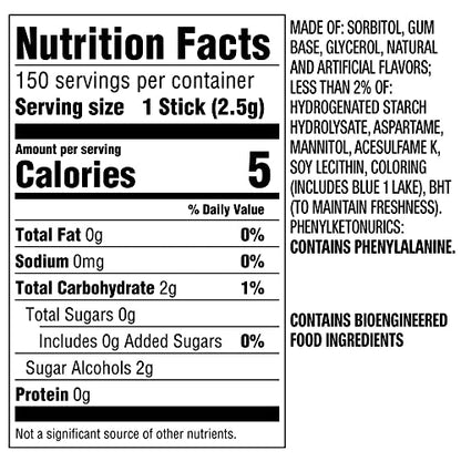 5 GUM Peppermint Cobalt Sugar Free Chewing Gum Bulk, 15 Sticks (Pack of 10)
