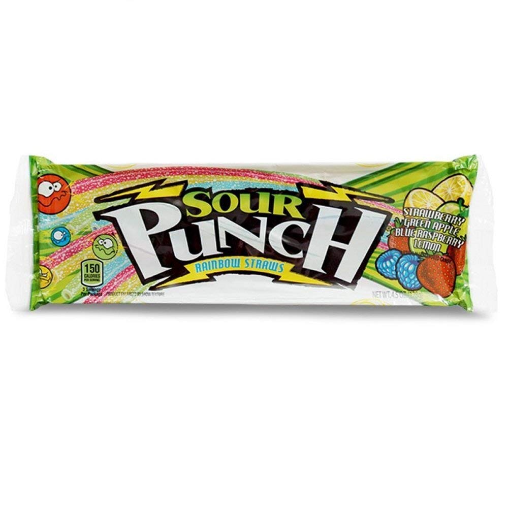 Sour Punch Rainbow Sour Straws, 2 Ounce (Pack of 24)