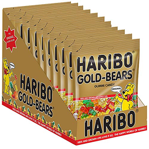 HARIBO Gummi Candy, Original Goldbears Gummy Bears, 5 Ounce Share Size Bags (12 Packs) Delicious Soft & Chewy Sweet Snacks, Assorted Fruity Flavors