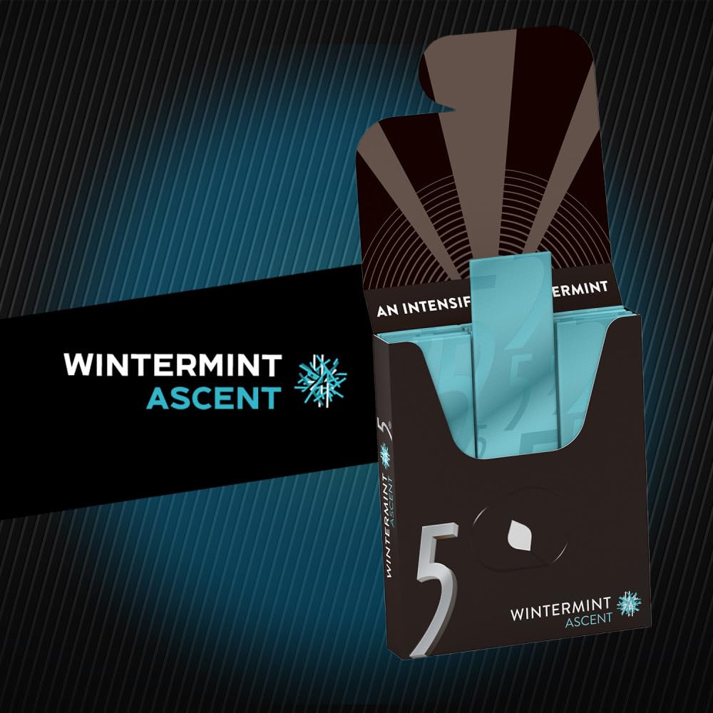 5 GUM Peppermint Cobalt Sugar Free Chewing Gum Bulk, 15 Sticks (Pack of 10)
