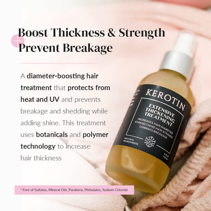 Kerotin Hair Thickening Spray w/Keratin for Fine & Thin Hair Growth in Women, Heat Protectant, Repair Mist for Volume, Body & Shine, Diameter Booster, Natural & Cruelty Free, Made in USA - 3 Pack