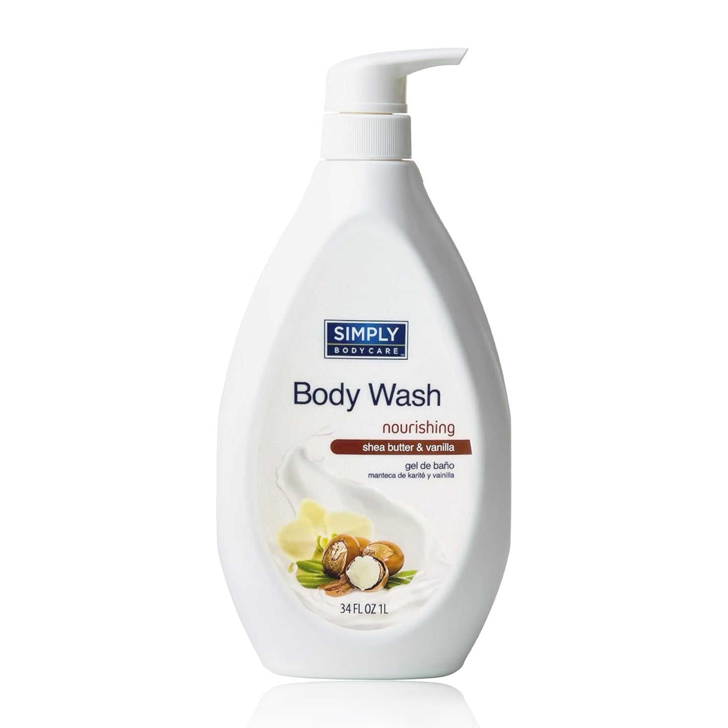 Simply Body Care - Shea Butter and Vanilla Natural Body Wash for Men & Women - Combats Body Odor & Promotes Hygiene - Ultimate Skin Cleanser - Long-Lasting Freshness - Daily Use - 34oz (Pack of 1)