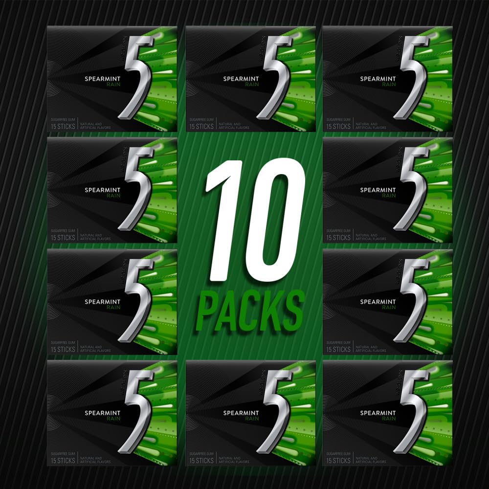 5 GUM Peppermint Cobalt Sugar Free Chewing Gum Bulk, 15 Sticks (Pack of 10)