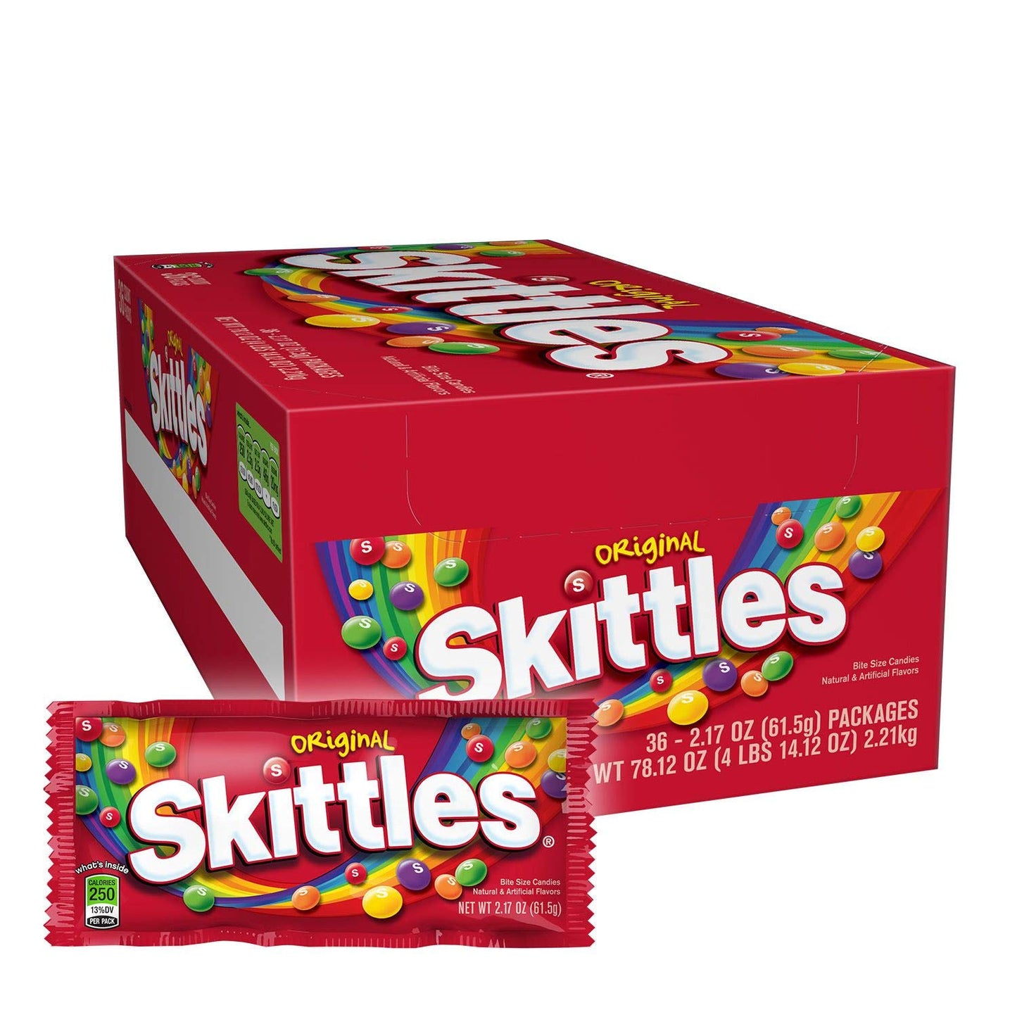 Skittles Original Chewy Candy, Full Size, 2.17 OZ (Pack of 36)