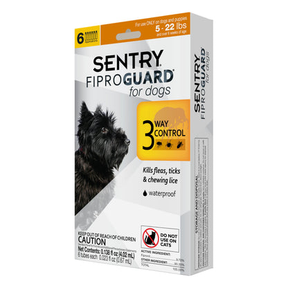 SENTRY PET CARE Fiproguard for Dogs, Flea and Tick Prevention for Dogs (45-88 Pounds), Includes 3 Month Supply of Topical Flea Treatments
