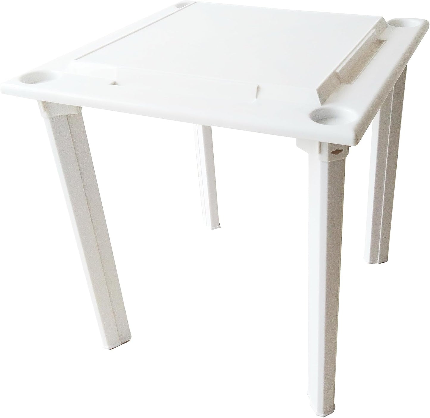Bene Casa - White Indoor & Outdoor Domino and Game Table Includes Domino and Scrabble Tile Racks and Cup Holders - Table Legs are Removable for Easy Storage