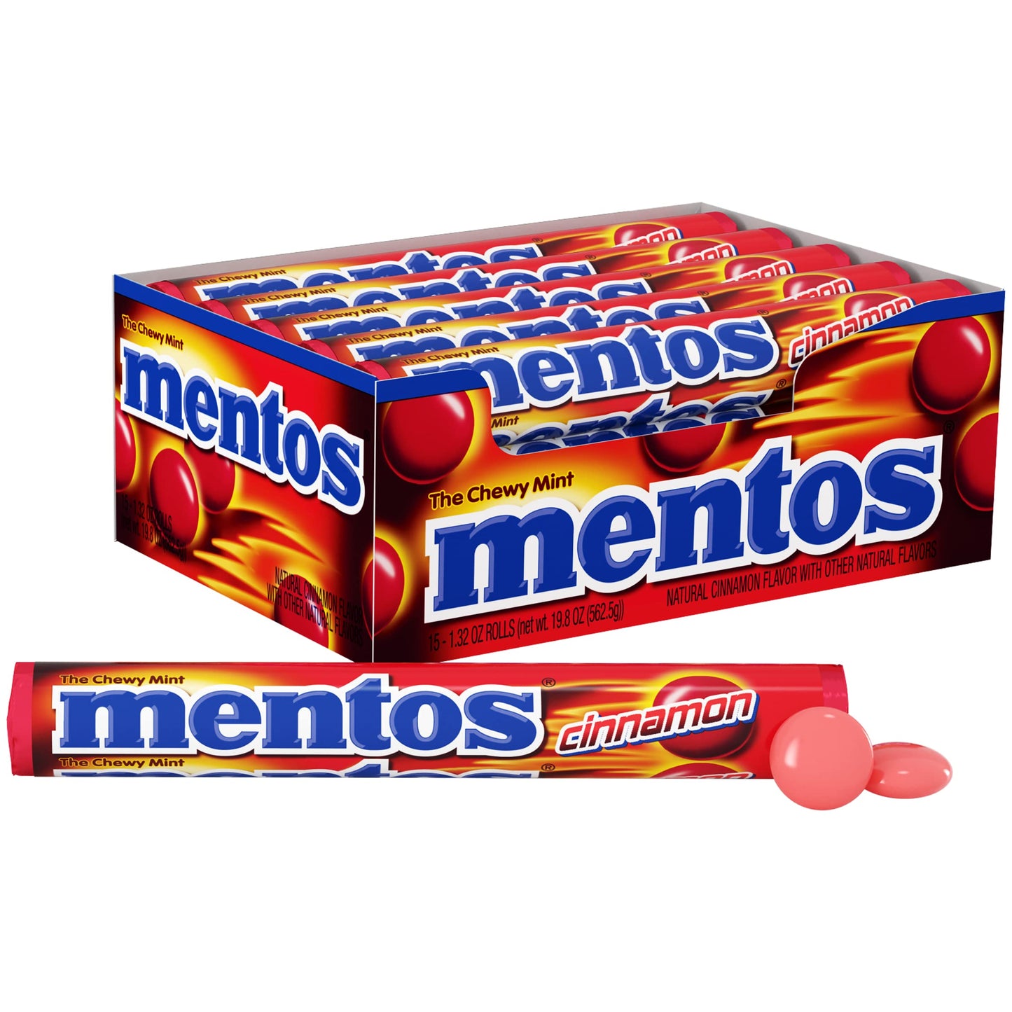 Mentos Chewy Mint Candy Roll, Mint, Non Melting, Party, 14 Pieces (Bulk Pack of 15) - Packaging May Vary