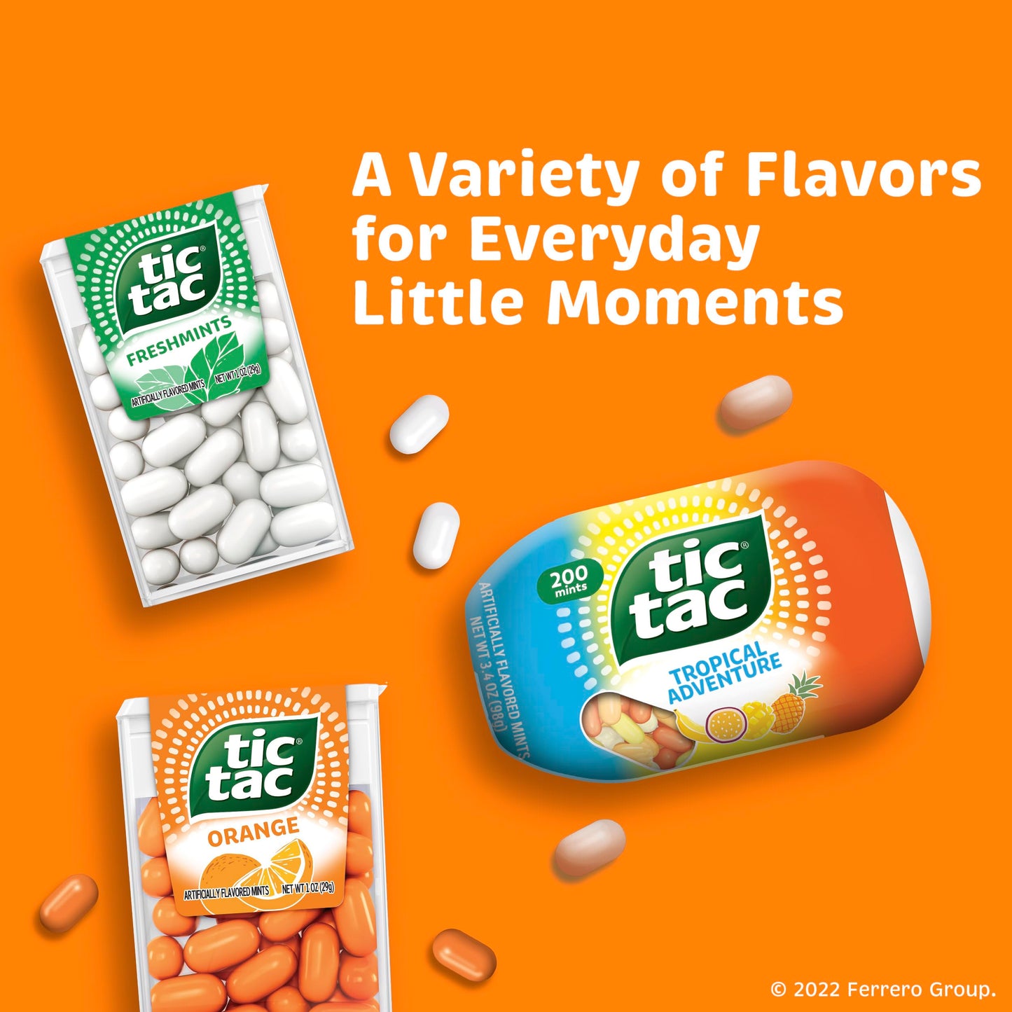 Tic Tac Orange Flavored Mints, Bulk 12 Pack, On-The-Go Refreshment, 1 Oz Each