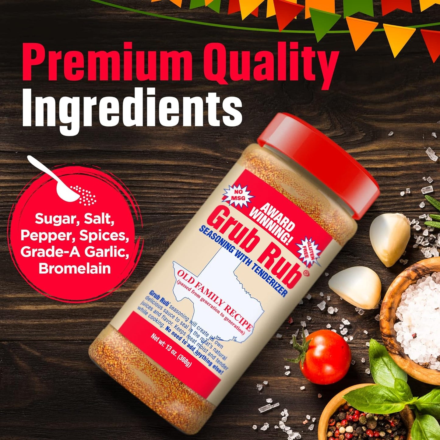 Grub Rub BBQ Seasoning & Meat Rubs for Smoking - Pork Rub, Steak Seasoning, & Brisket Rub - Award Winning Family Recipe - Moist, Tender, & Juicy Meats, Seafood, Veggies & More
