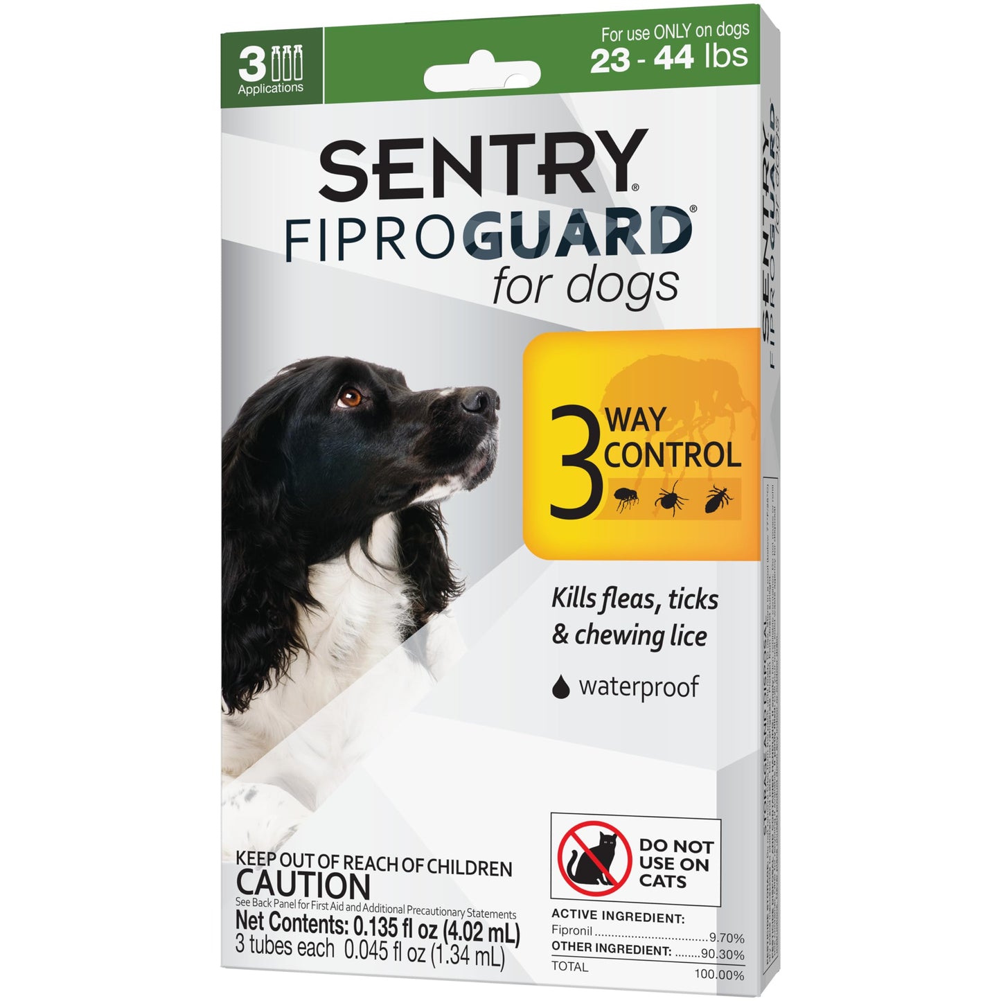 SENTRY PET CARE Fiproguard for Dogs, Flea and Tick Prevention for Dogs (45-88 Pounds), Includes 3 Month Supply of Topical Flea Treatments